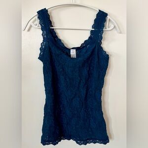 HANKY PANKY Navy Blue Nori Signature Lace Camisole Tank Top